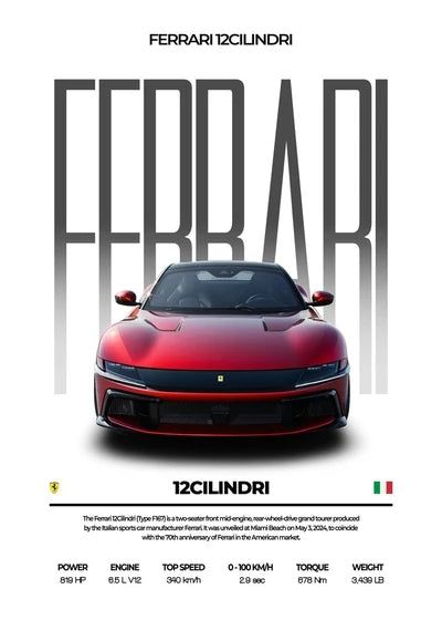 Red Performance Sports Car Canvas Wall Art