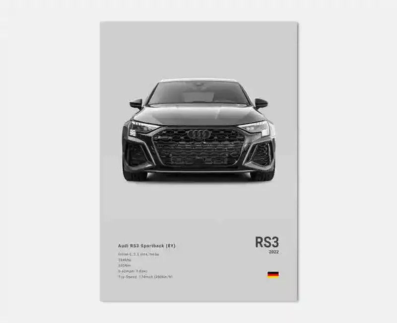 German Supercars Canvas Wall Art – RS3, R8, C8, GTR
