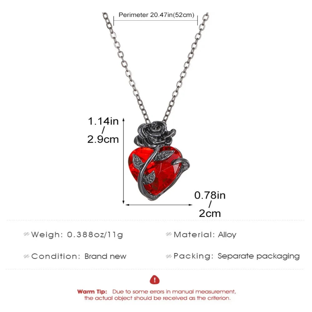 Gothic Rose Red Love Necklace