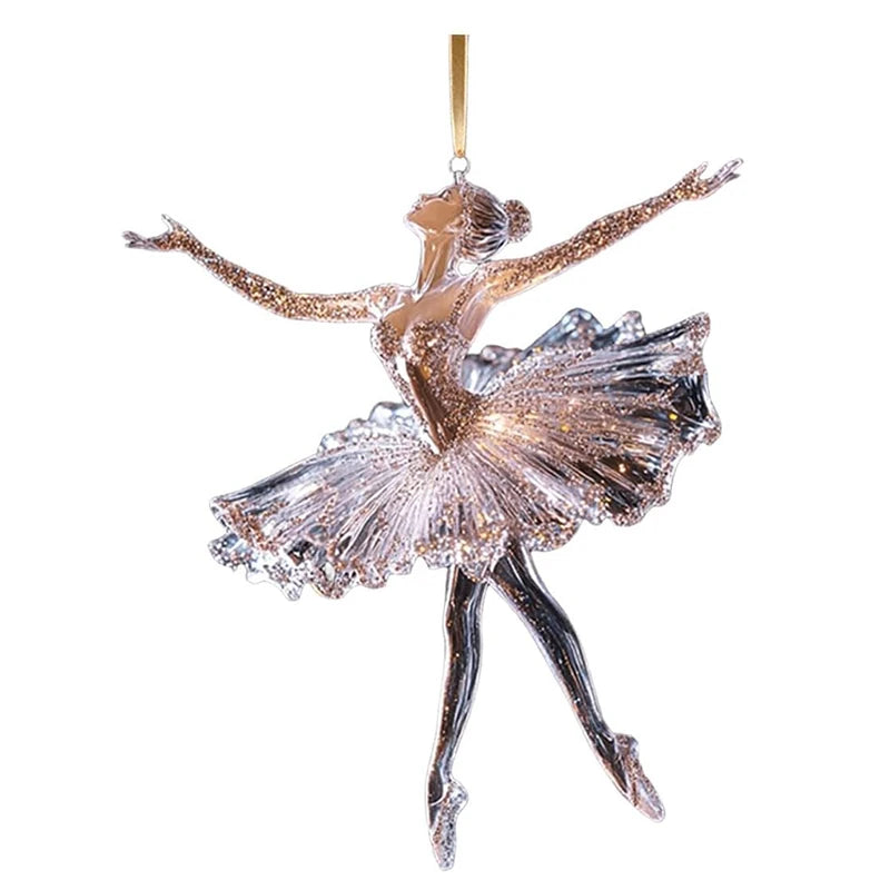Elegant Acrylic Crystal Ballet Dancer Ornament for Christmas Tree Decoration