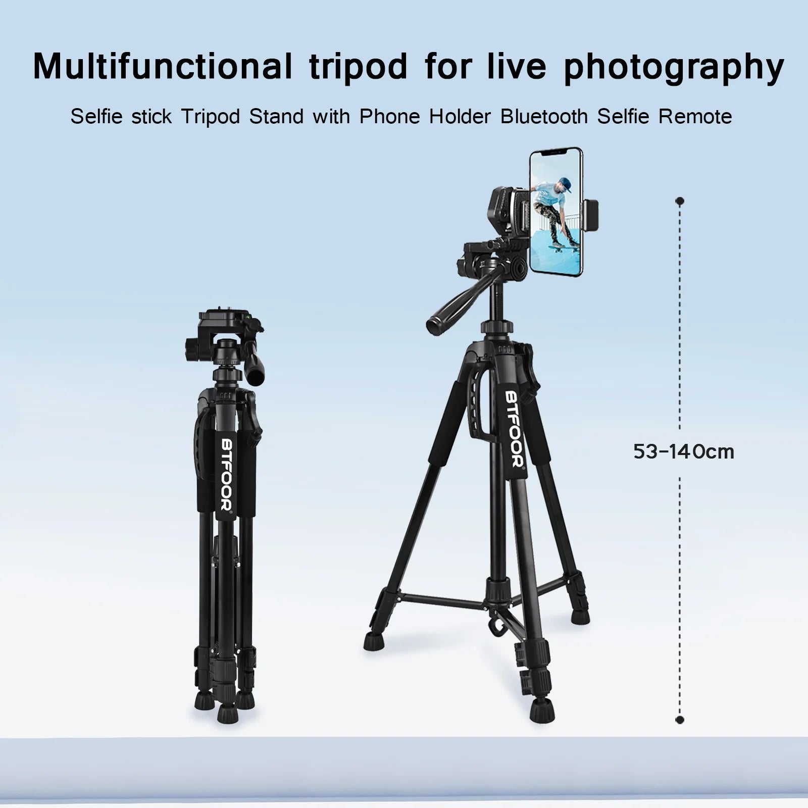 55" Aluminum Travel Self-Tripod for Cameras & Phones