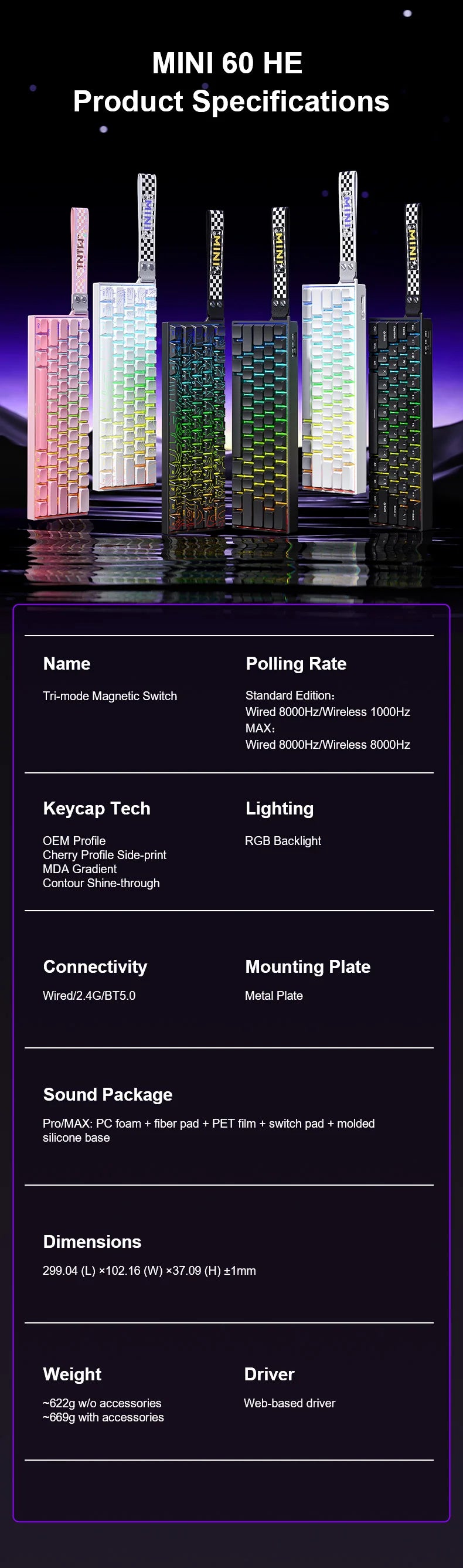 AULA MINI60 HE Magnetic Wireless Keyboard