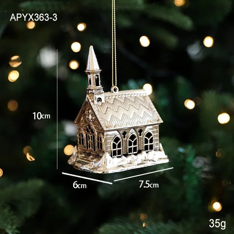 Christmas Decorations Snow House Pendant