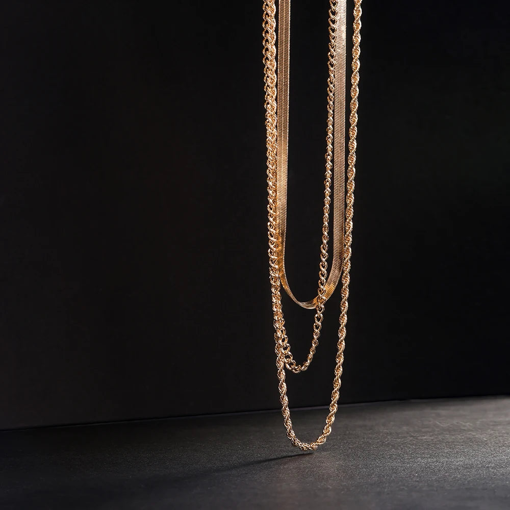 Golden Layers Statement Necklace Set