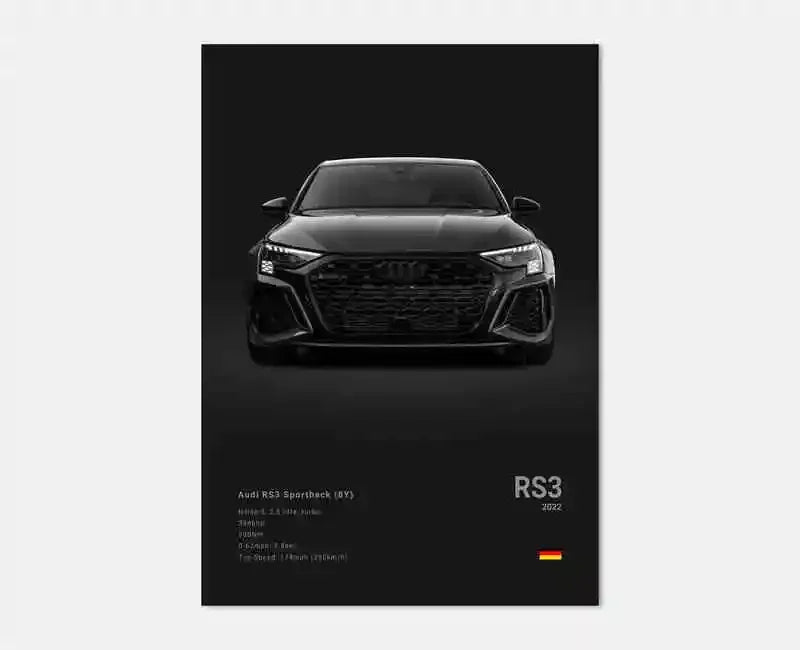German Supercars Canvas Wall Art – RS3, R8, C8, GTR