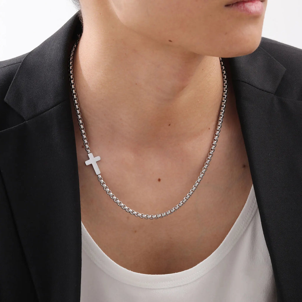 Modern Side Cross Necklace