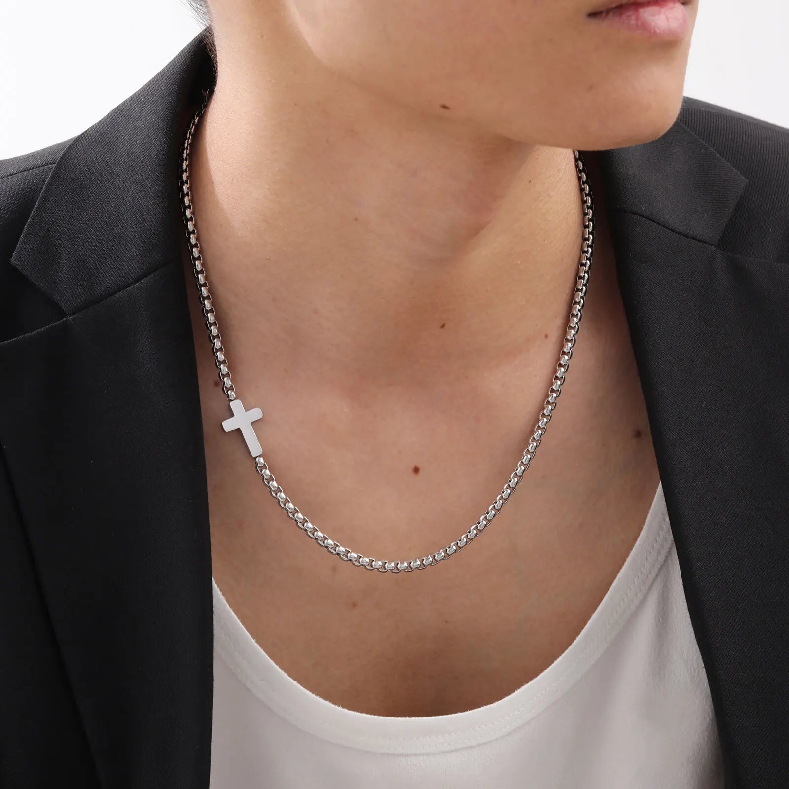Modern Side Cross Necklace