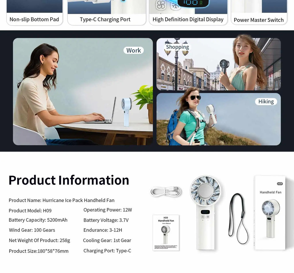 5200mAh Handheld Mini Fan