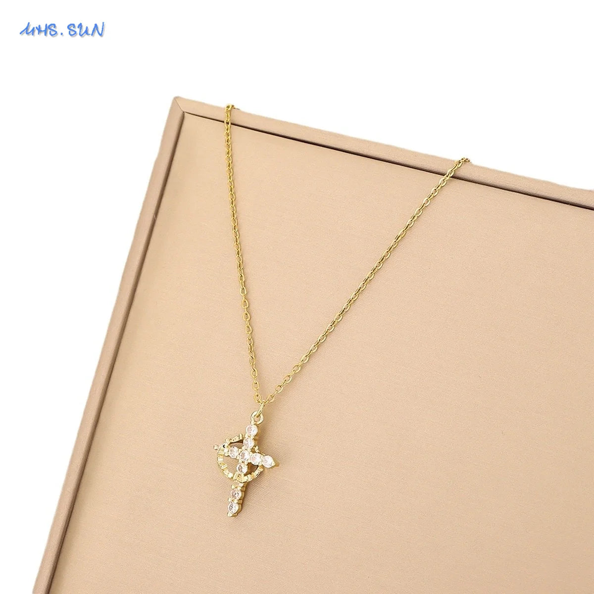 Rotatable Crown Cross Necklace