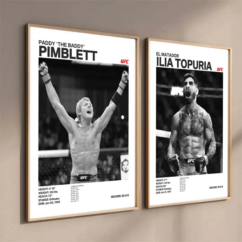 Black & White Boxing Legends Canvas Poster – Ilia Topuria