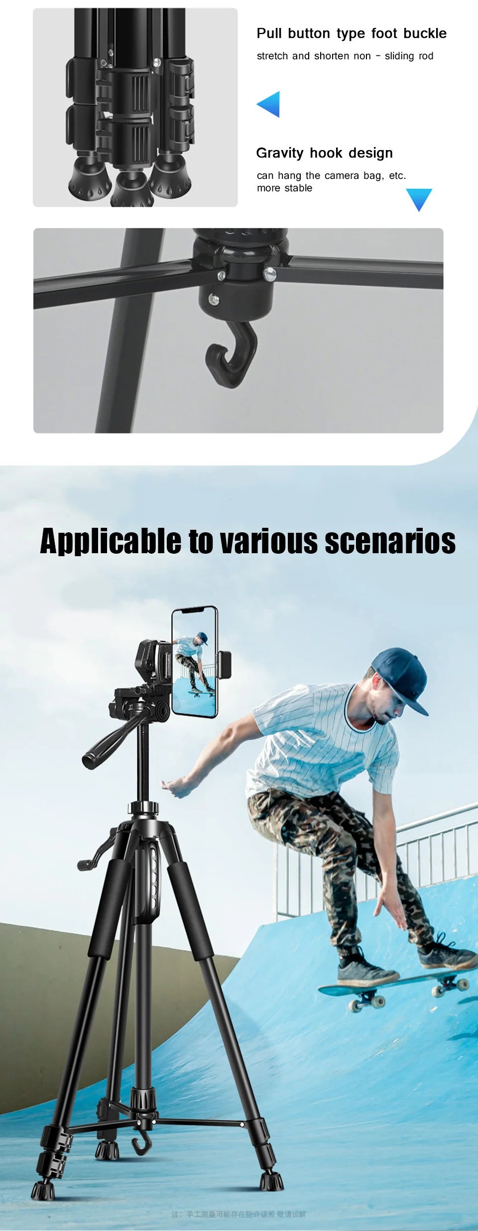 55" Aluminum Travel Self-Tripod for Cameras & Phones