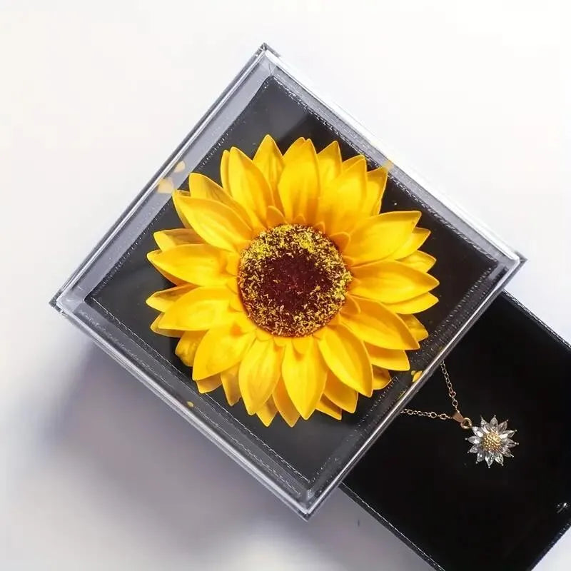 Sunflower Necklace With Gift Box For Girlfriend Women I Love You Perfect for Mother's Day, Birthdays, Valentines, Weddings