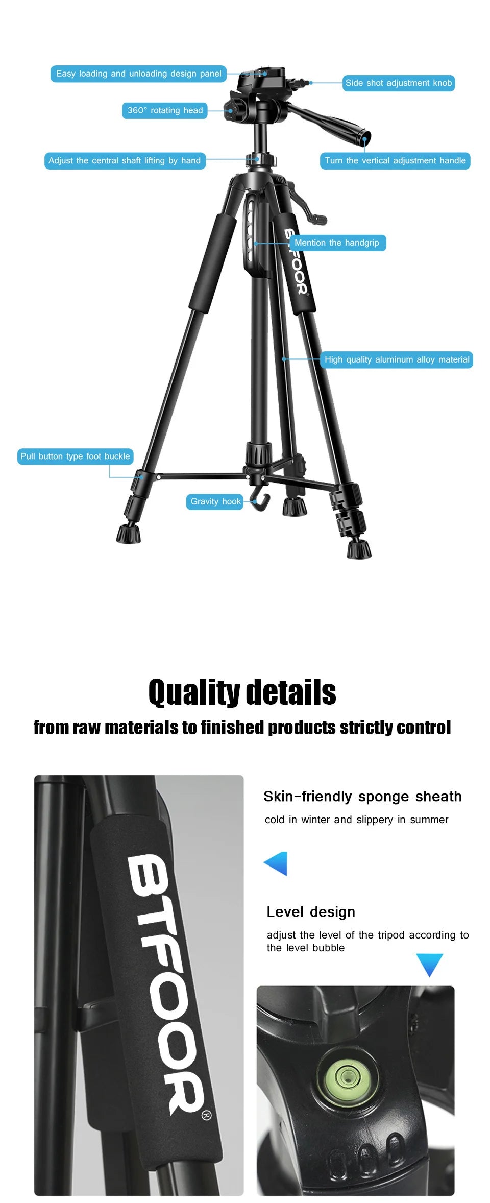 55" Aluminum Travel Self-Tripod for Cameras & Phones