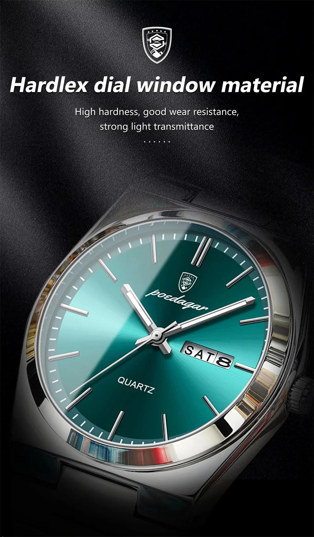 POEDAGAR Luxury Men's Stainless Steel Sport Watch