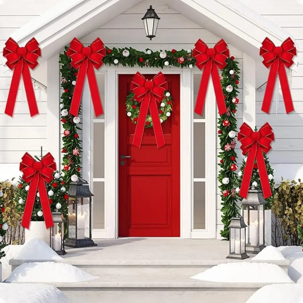 Red Christmas Bows Outdoor Decorations