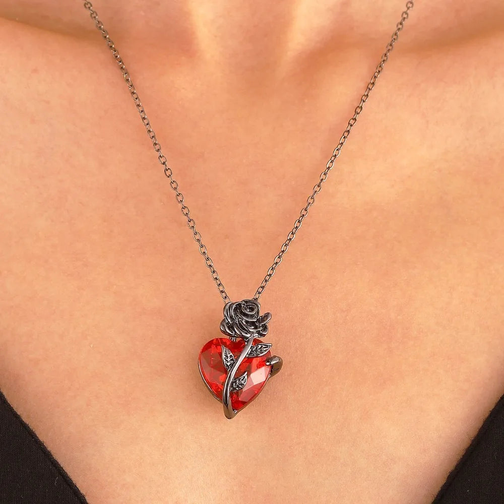 Gothic Rose Red Love Necklace