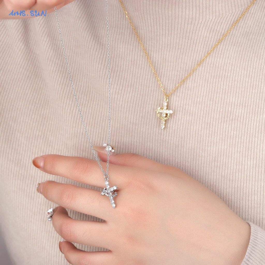 Rotatable Crown Cross Necklace