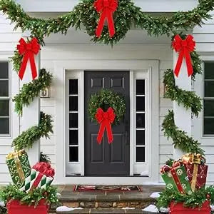 Red Christmas Bows Outdoor Decorations
