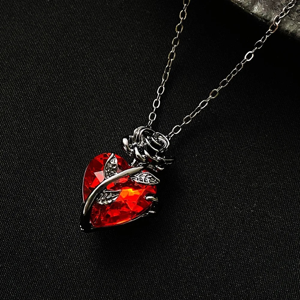 Gothic Rose Red Love Necklace