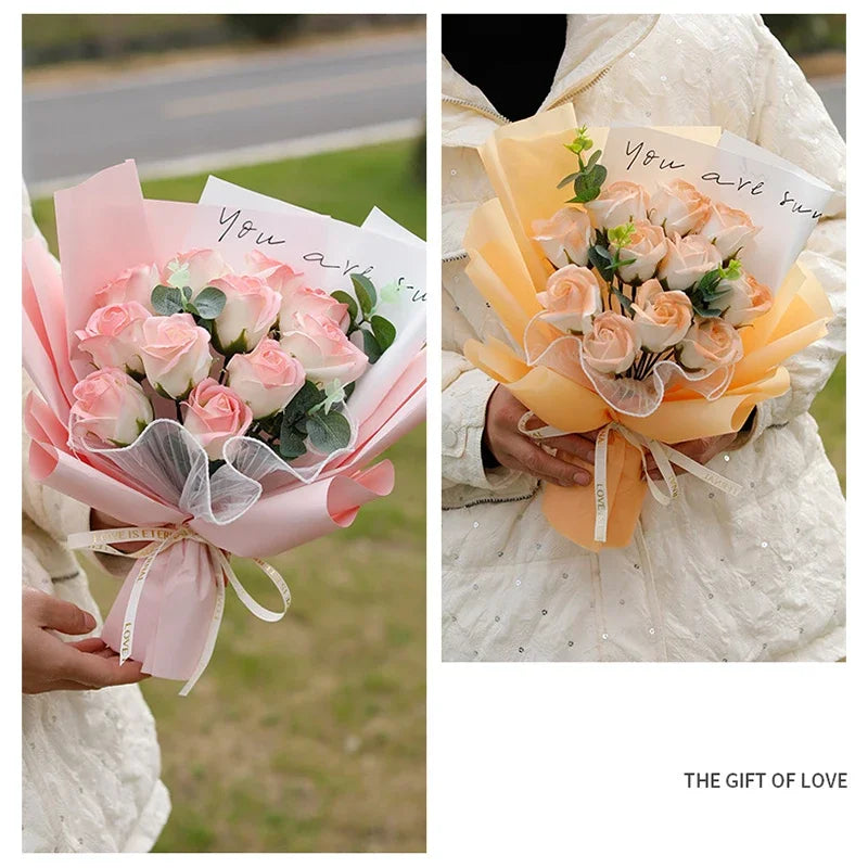 Eternal Soap Rose Bouquet Valentine Day Gifts Artificial Flowers Bouquet Graduation Bouquet Wedding Guests Gift Girlfriend Gifts