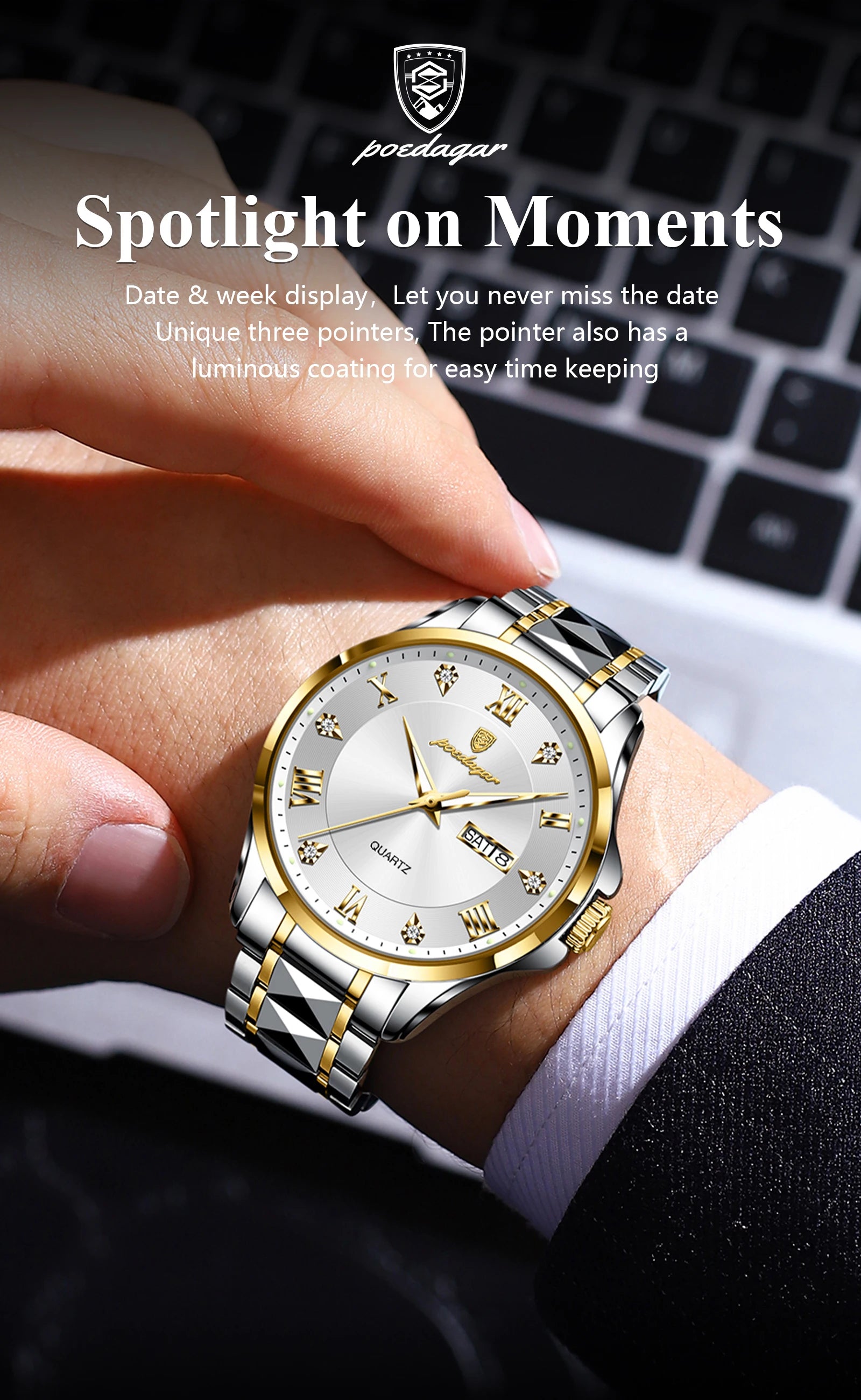 POEDAGAR Luxury Men's Quartz Watch