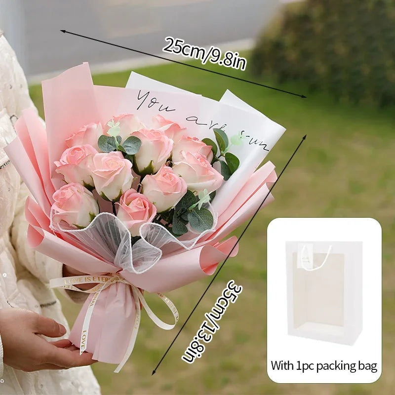 Eternal Soap Rose Bouquet Valentine Day Gifts Artificial Flowers Bouquet Graduation Bouquet Wedding Guests Gift Girlfriend Gifts