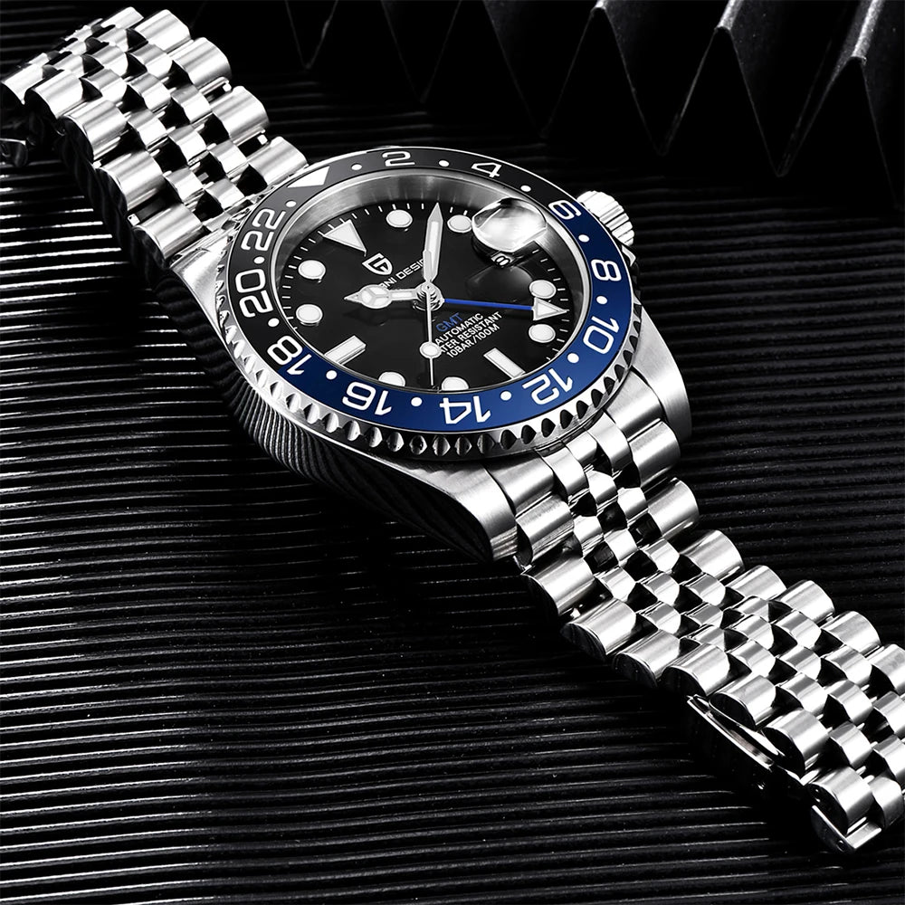 Luxury Automatic GMT Watch – 40MM Sapphire Steel Precision