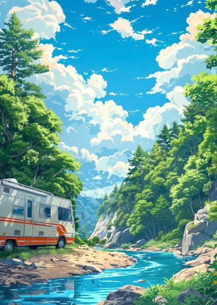 Blue Cabin Beach & Forest Canvas Wall Art