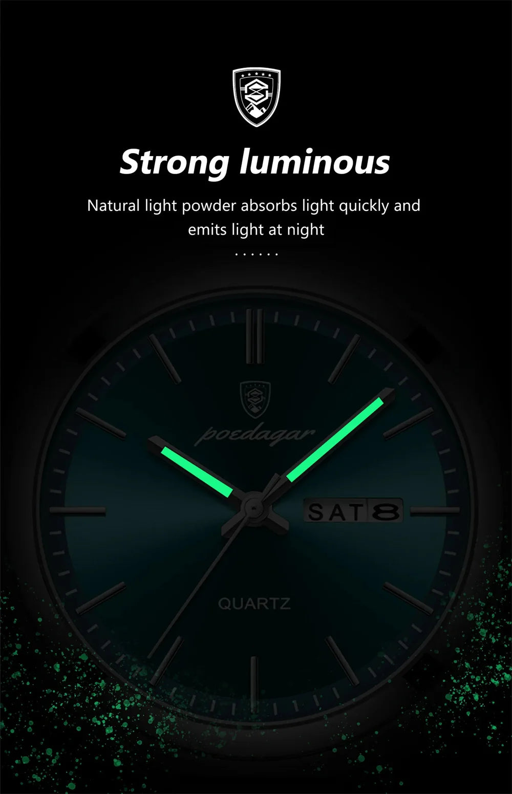 POEDAGAR Luxury Men's Stainless Steel Sport Watch