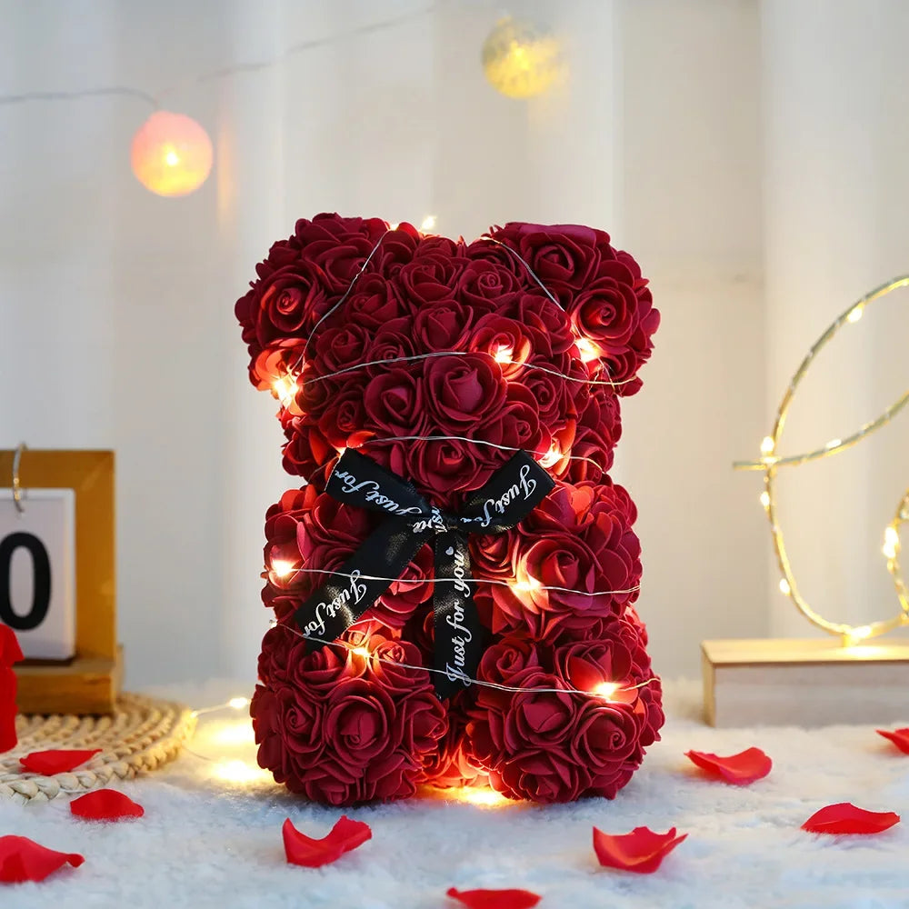 Teddy Rose Flower Bear with Gift Box
