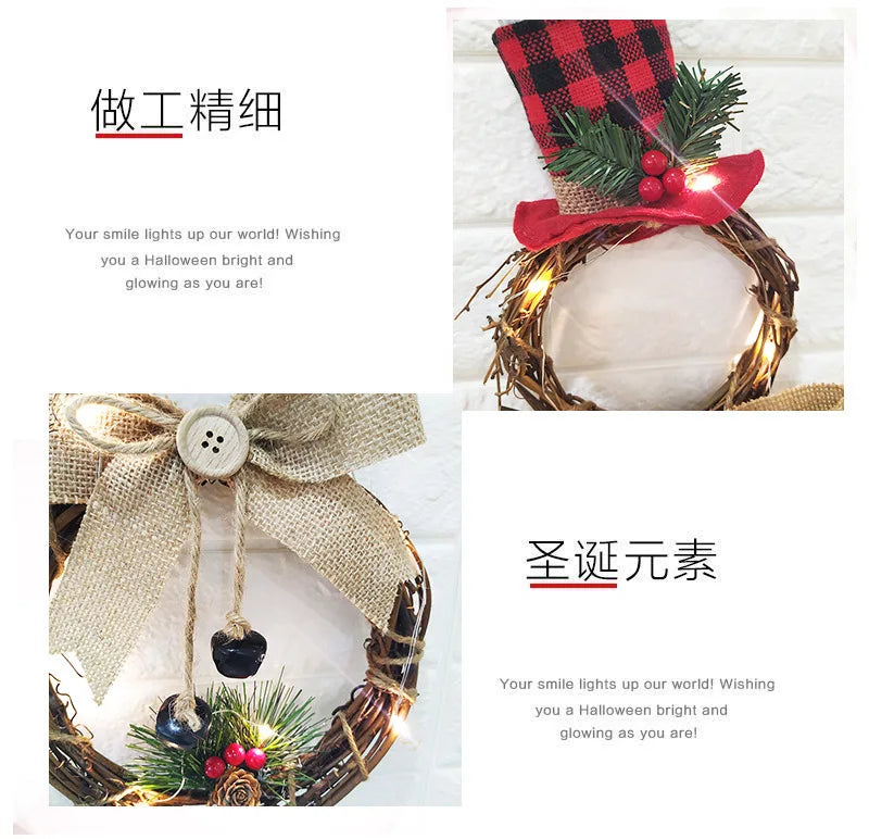 LED Snowman Christmas Wreath Vine Circle