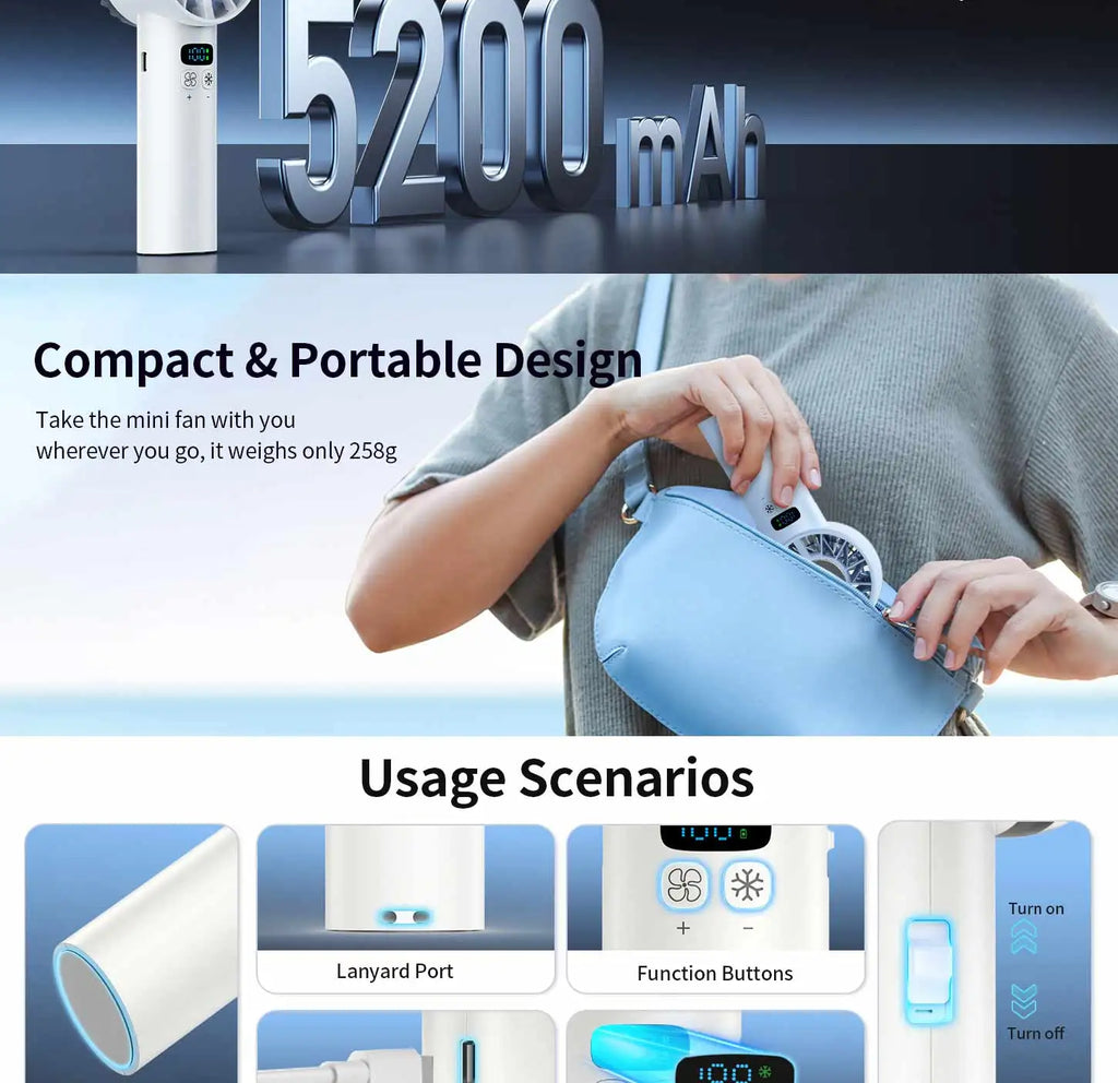 5200mAh Handheld Mini Fan