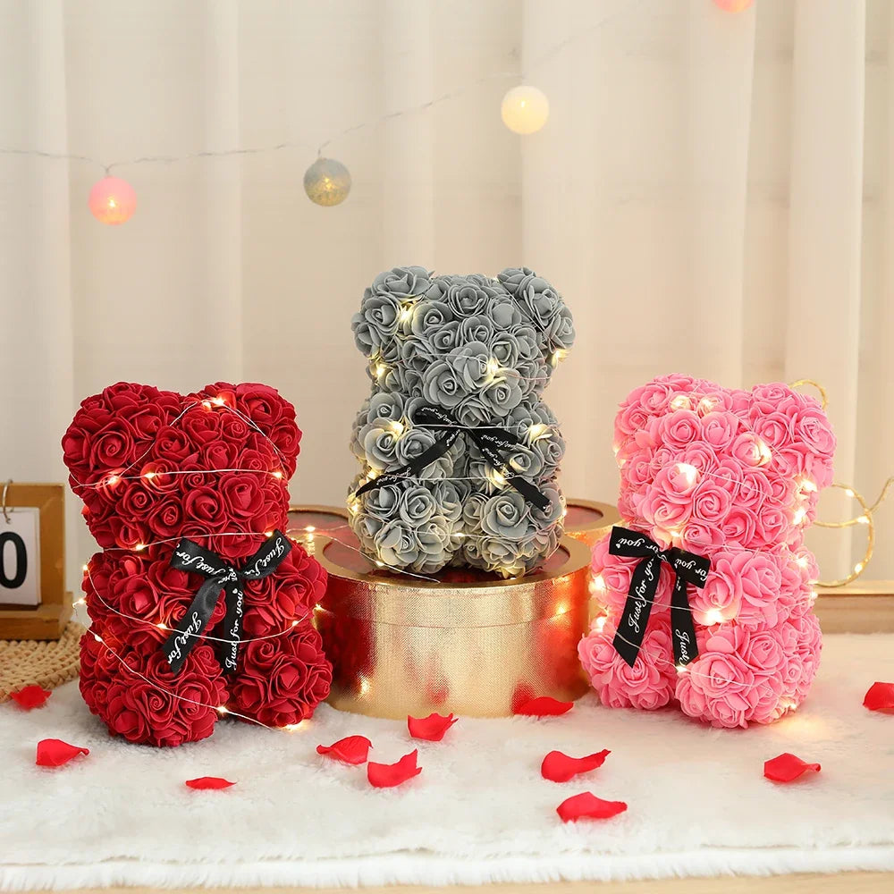 Teddy Rose Flower Bear with Gift Box