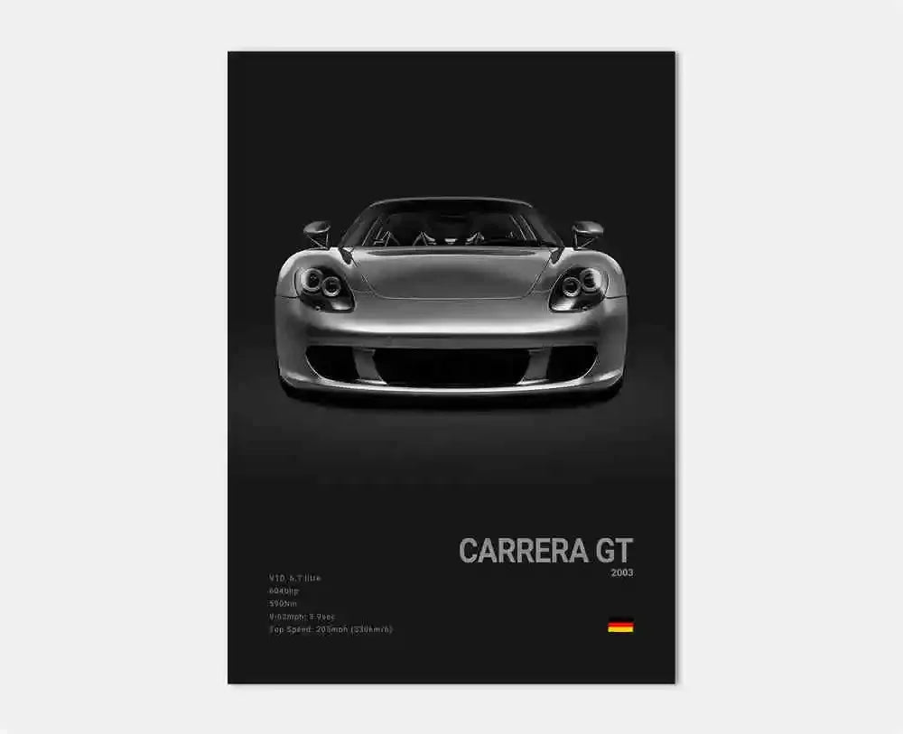 Black & White German Sports Car Canvas Poster – 911 GT3 RS Turbo