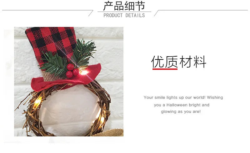 LED Snowman Christmas Wreath Vine Circle