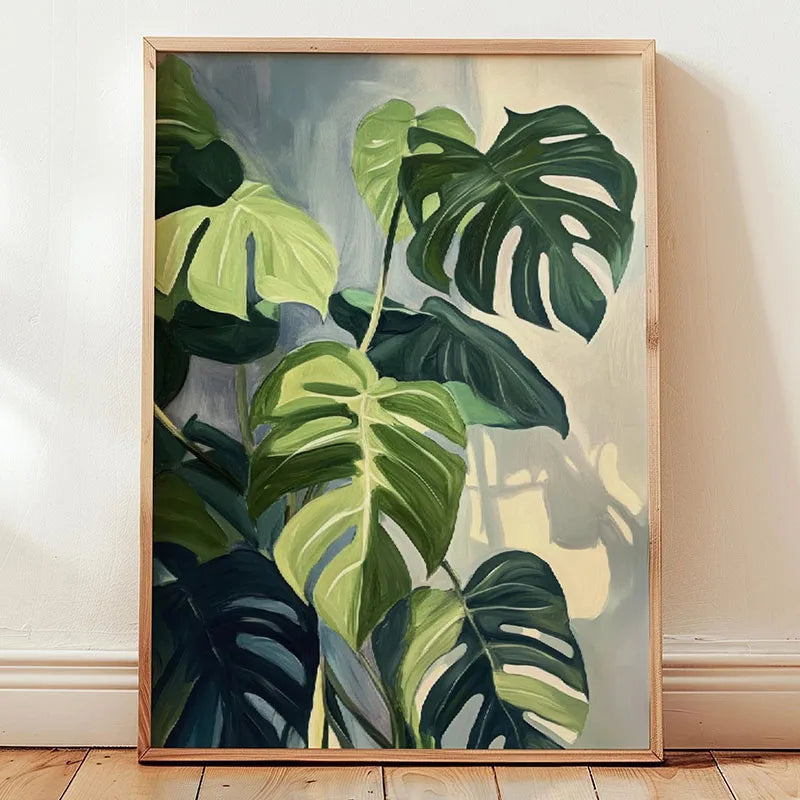 Green Botanical Leaves Canvas Wall Art