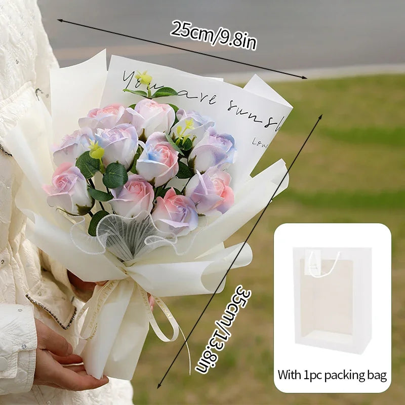 Eternal Soap Rose Bouquet Valentine Day Gifts Artificial Flowers Bouquet Graduation Bouquet Wedding Guests Gift Girlfriend Gifts