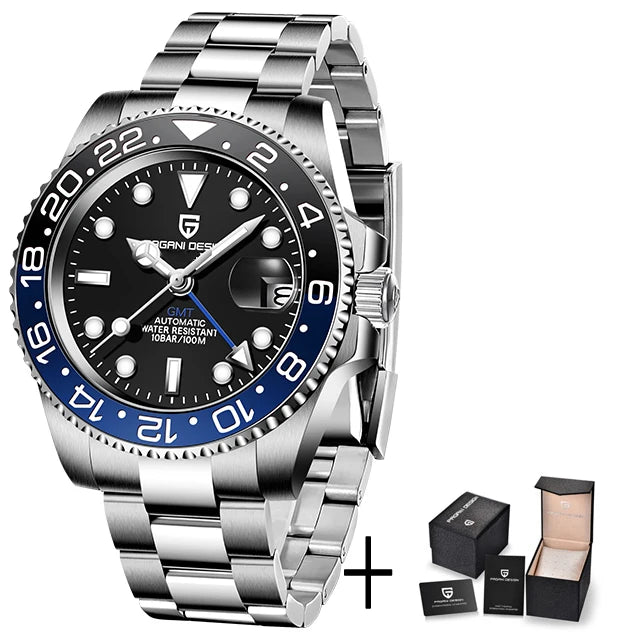 Luxury Automatic GMT Watch – 40MM Sapphire Steel Precision