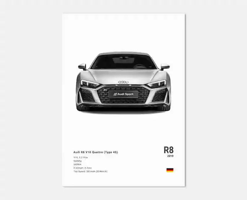 German Supercars Canvas Wall Art – RS3, R8, C8, GTR