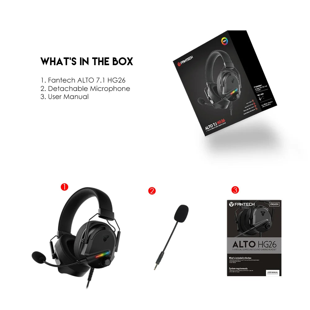 FANTECH ALTO 7.1 RGB Gaming Headset with Detachable Mic