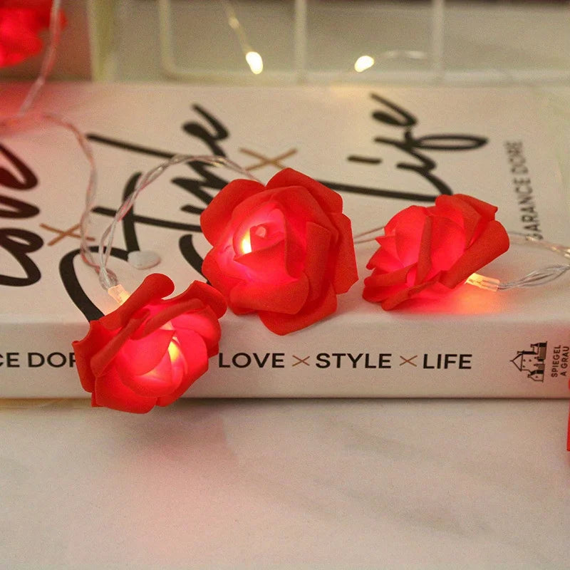 1 5M LED Flower String Lights Artificial Rose Bouquet Romantic Fairy Light Garland Valentines Day Wedding Party Decor