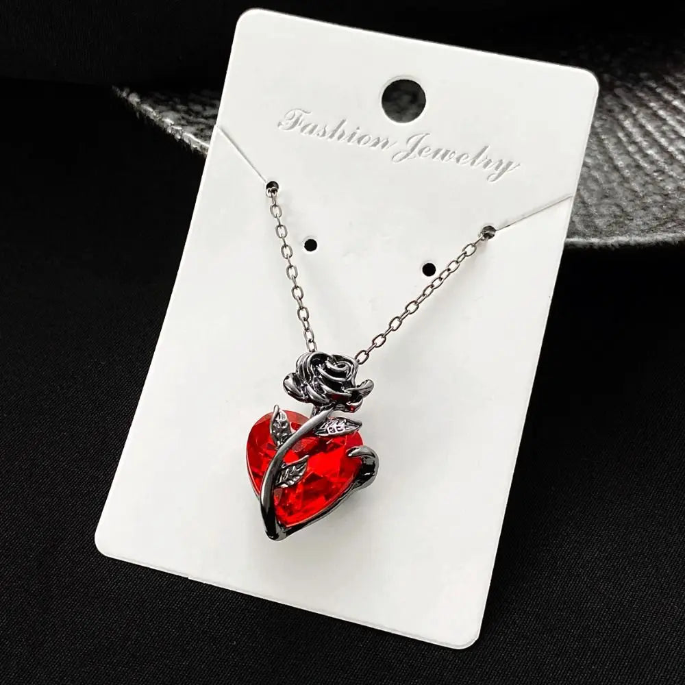 Gothic Rose Red Love Necklace