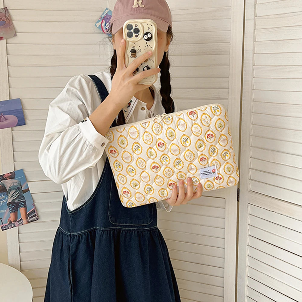 11/13/15 Inch Flower Pattern Laptop Sleeve Case Bag Shockproof Computer Cover Bag Laptop Protective Bag for MacBook Air Ipad