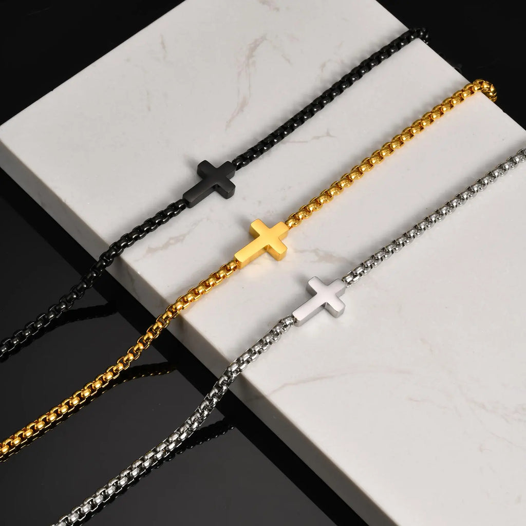Modern Side Cross Necklace