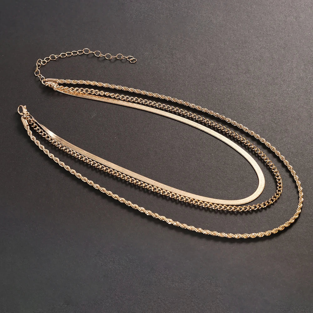 Golden Layers Statement Necklace Set