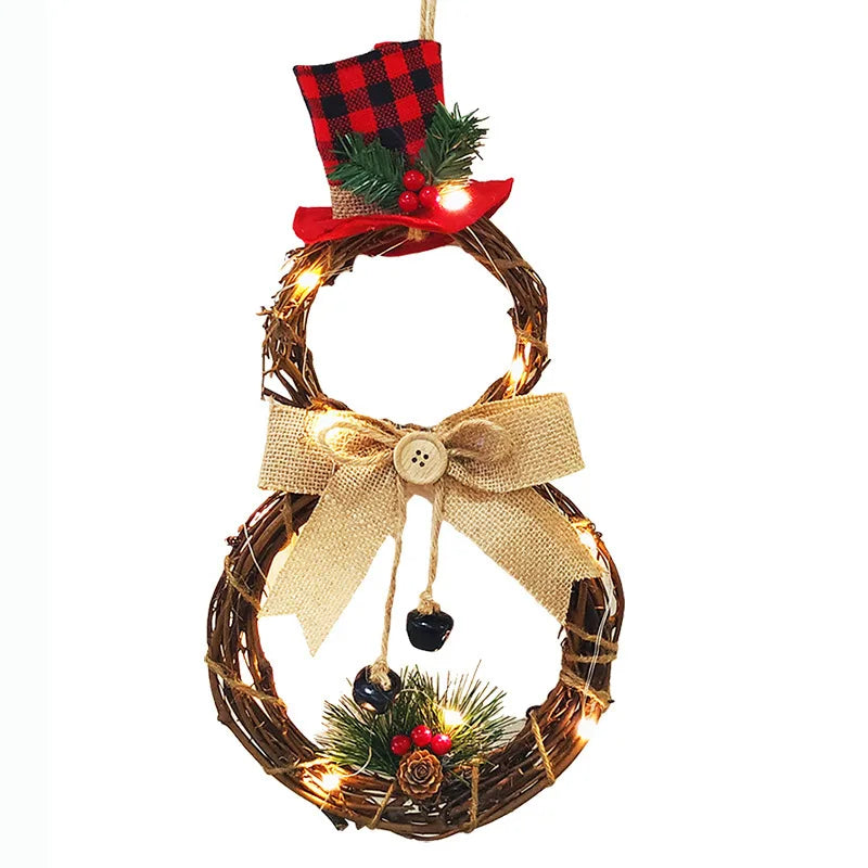 LED Snowman Christmas Wreath Vine Circle