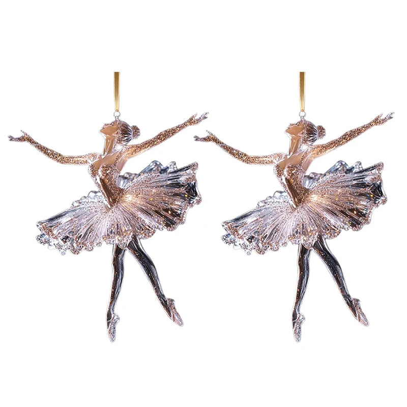 Elegant Acrylic Crystal Ballet Dancer Ornament for Christmas Tree Decoration
