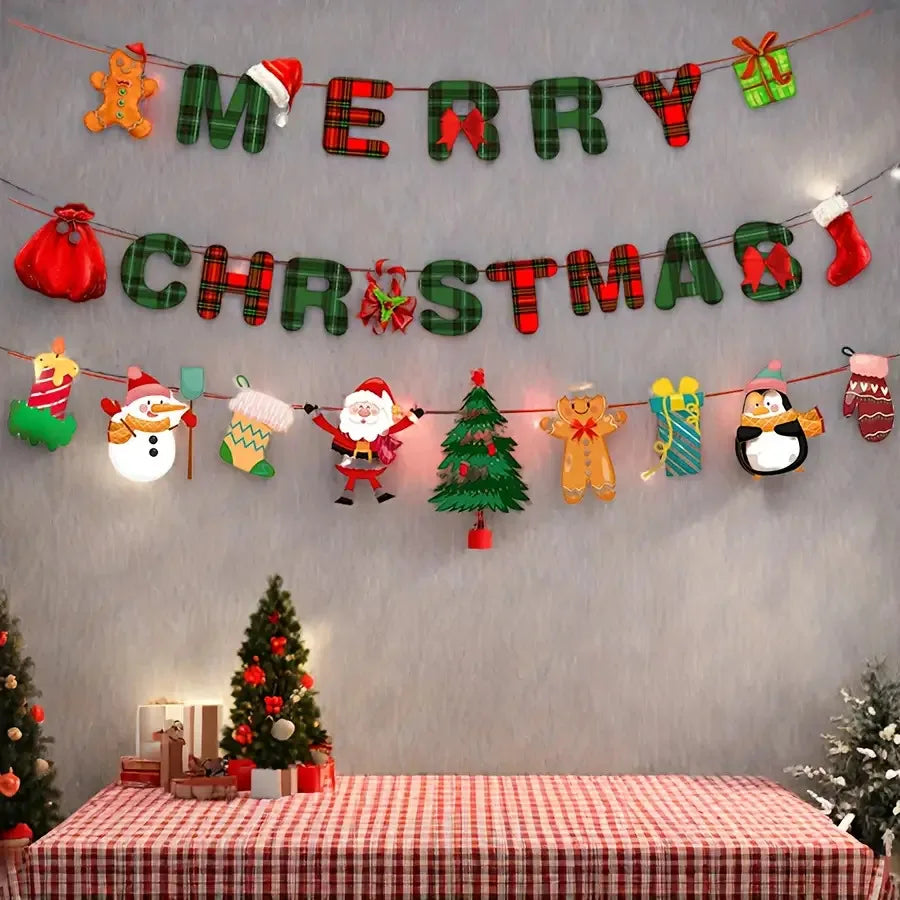 1 Set Merry Christmas Hanging Banners