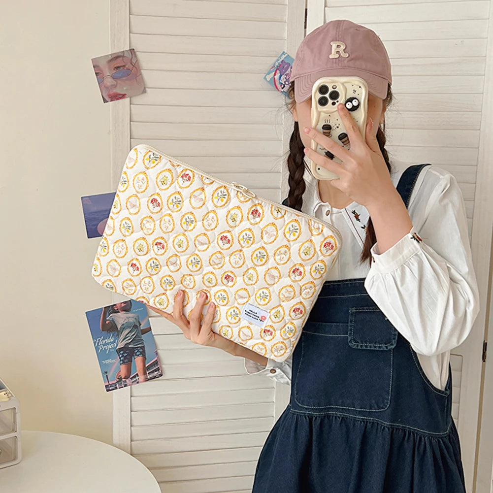 11/13/15 Inch Flower Pattern Laptop Sleeve Case Bag Shockproof Computer Cover Bag Laptop Protective Bag for MacBook Air Ipad