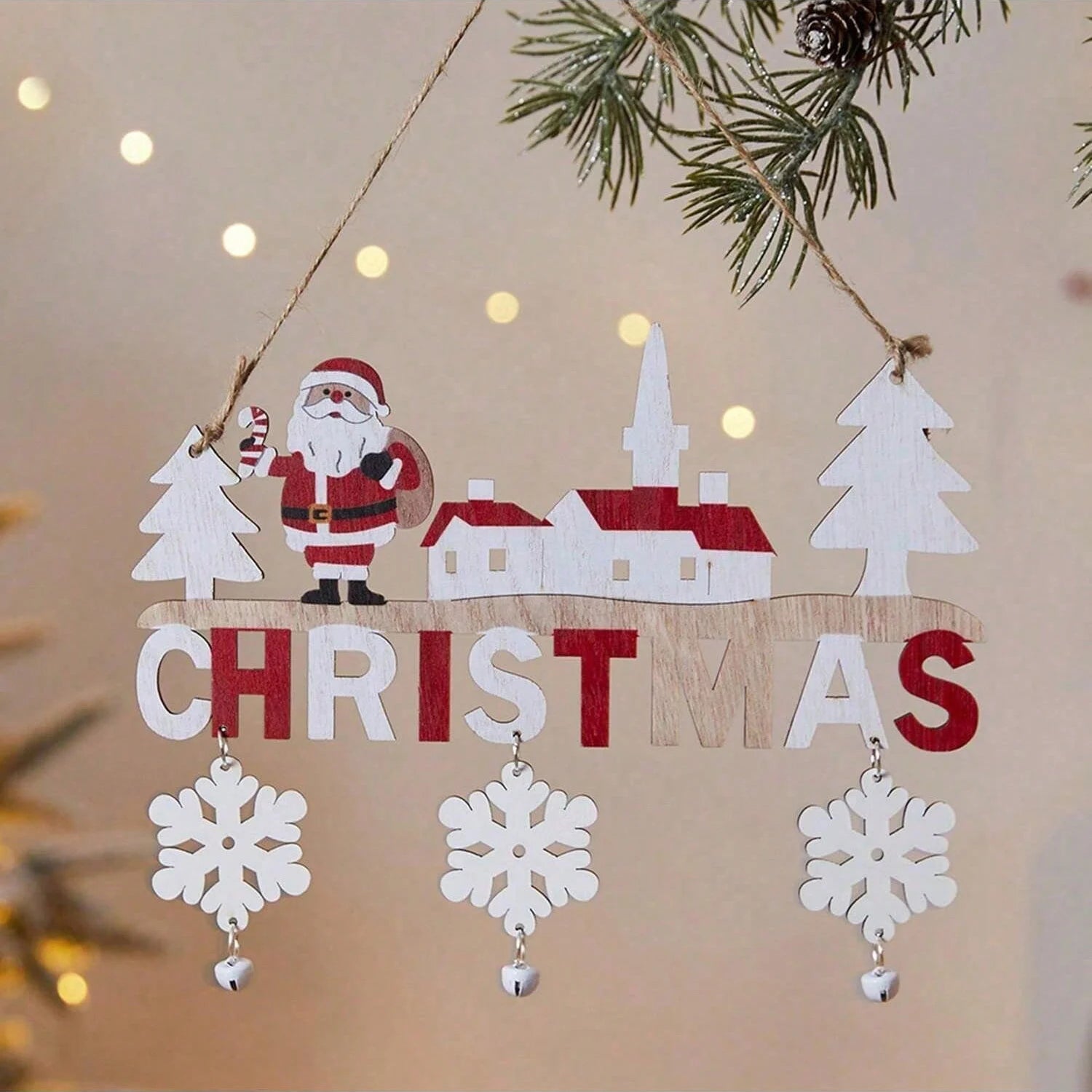 1PC Wooden Christmas Pendant